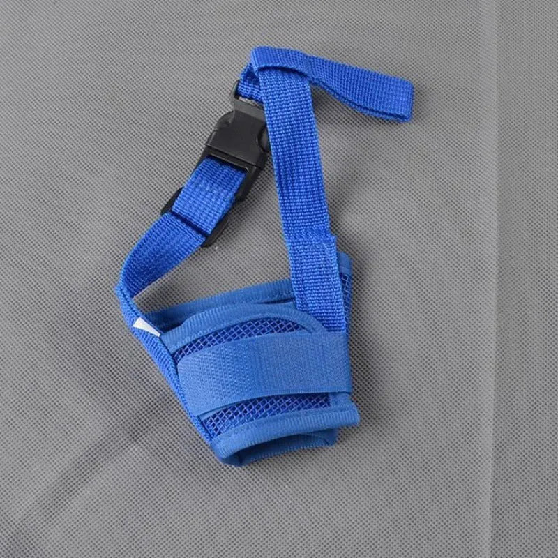 Adjustable plastic dog muzzle for biting and barking control in multiple sizes and colours