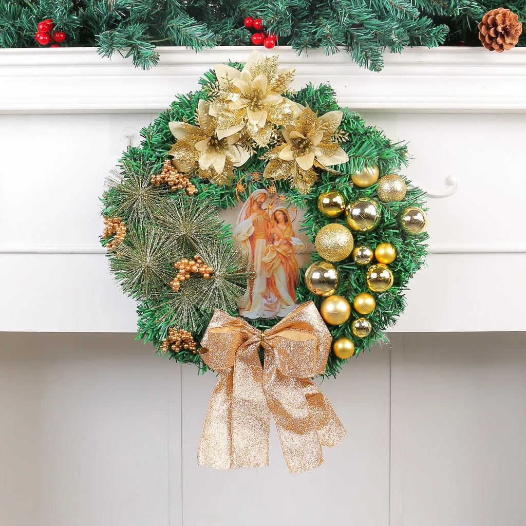 Plastic handmade holiday hanging garland in assorted wreath and light styles for festive door or wall display
