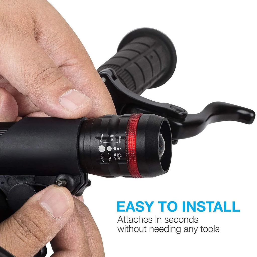 Bicycle headlight and taillight safety set with handlebar mounting bracket
