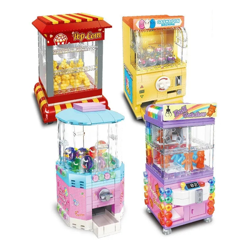 Clip doll machine building block set small particle plastic toy Jie-star 9076-9079 colour options