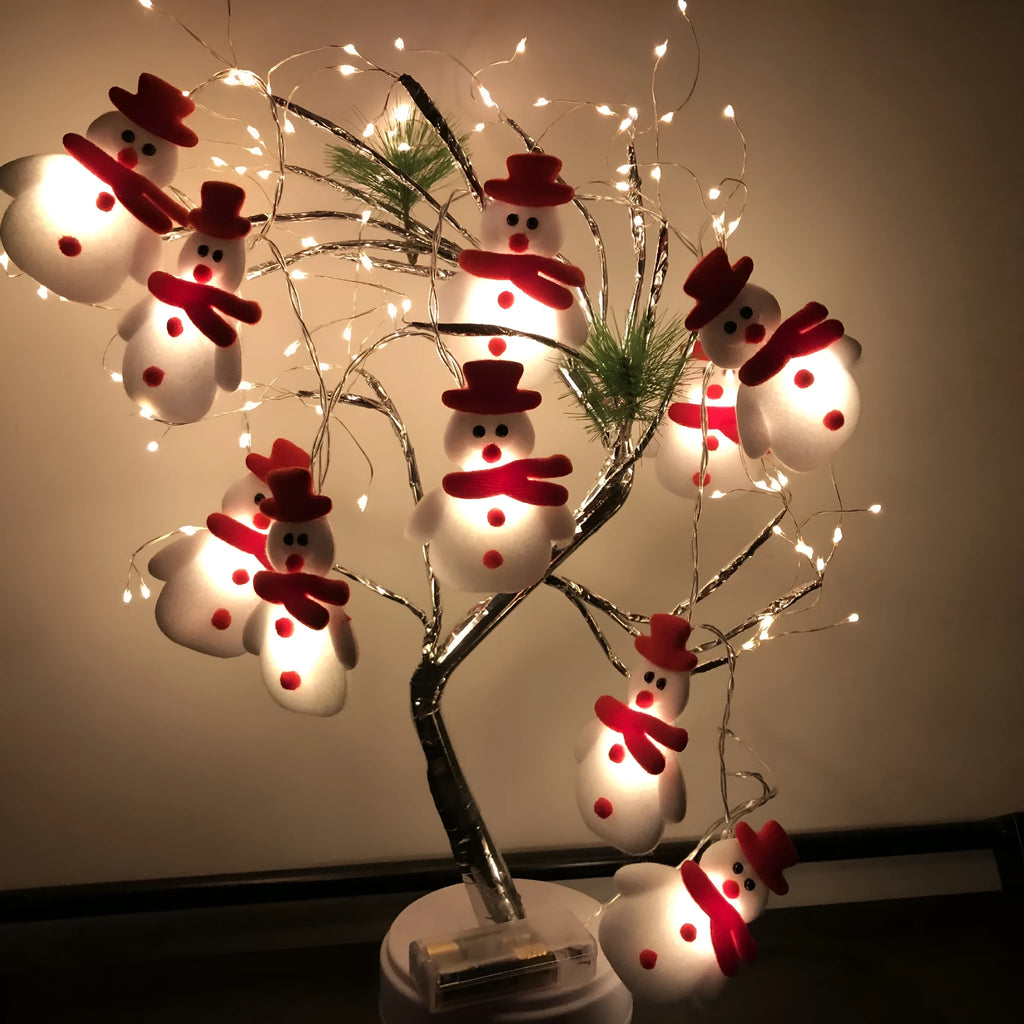 Christmas LED string lights with snowman decorations in warm white, available in 1.65m and 3m lengths