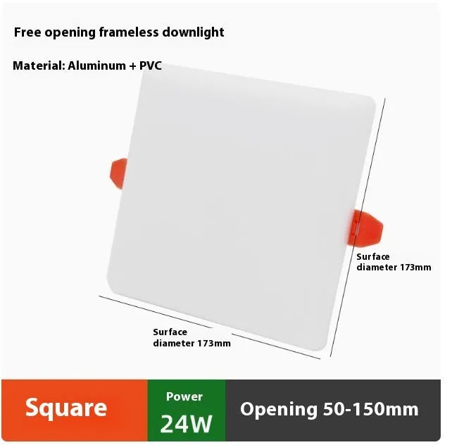 Ultra-thin aluminium LED panel ceiling light with adjustable mounting holes in circle and square shape options