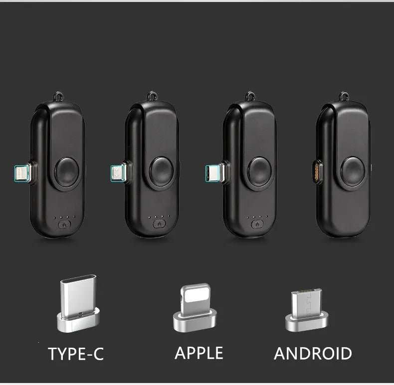 Portable magnetic charging power bank set with 5000mAh base and four 1000mAh finger chargers in black