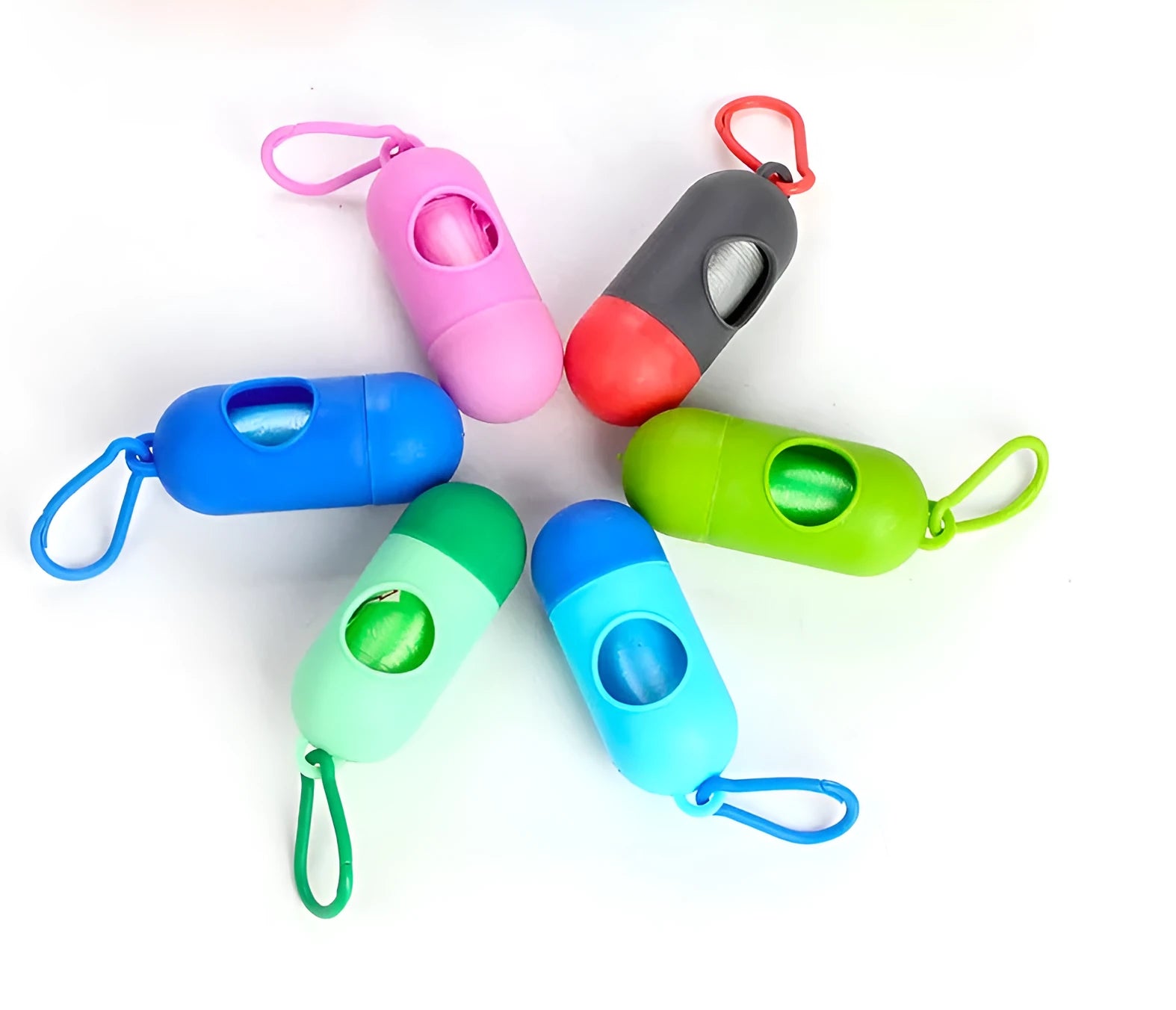Roll of 22.5 by 30 cm coloured pet waste bags for dog cleanup