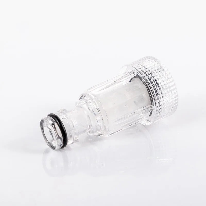 Transparent plastic inlet joint with filter screen for Karcher pressure washers