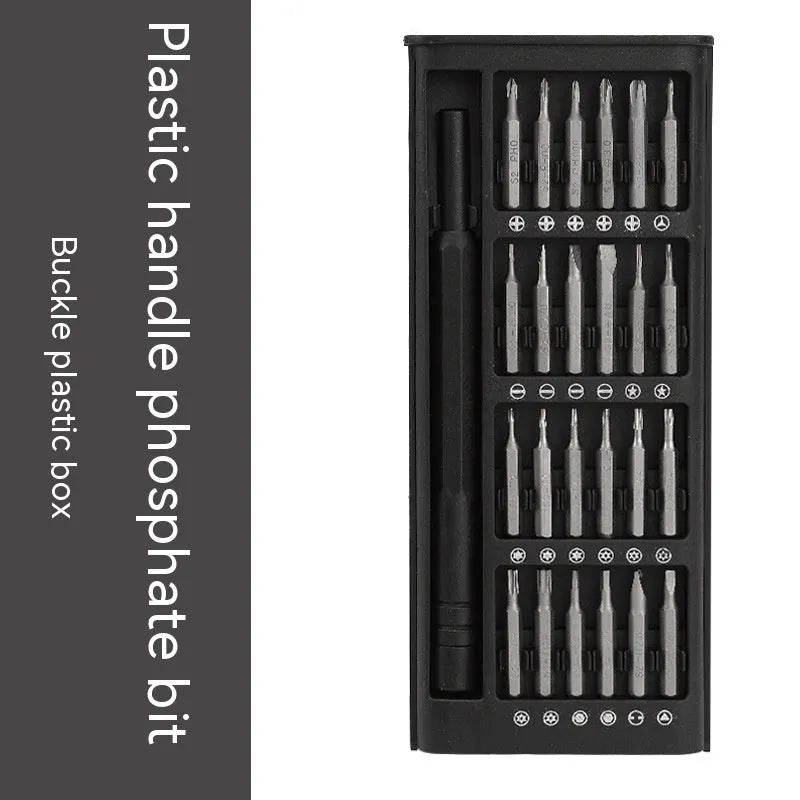 24-in-1 magnetic precision screwdriver set with bits, chrome vanadium steel shaft, and aluminium/plastic handles.