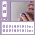 Short fake nails in bright starry sky pattern, 24-piece set with glue, aurora armour style for ladies.