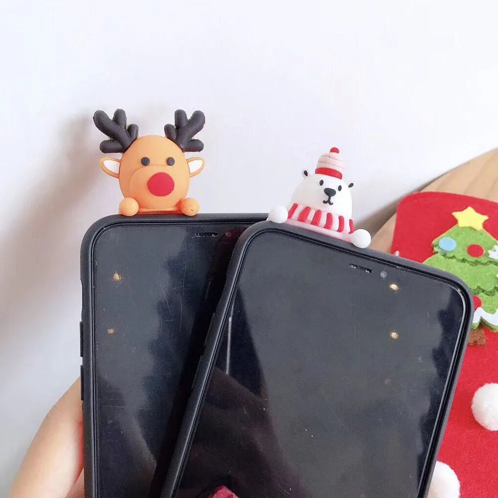 Red and green Christmas-themed silicone back cover case for an iPhone