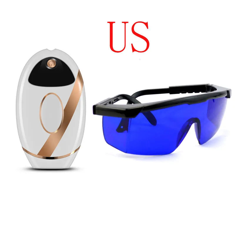 Black ABS IPL laser hair removal machine with 350,000 flashes for full body use, compact 14x7.5x4.5 cm