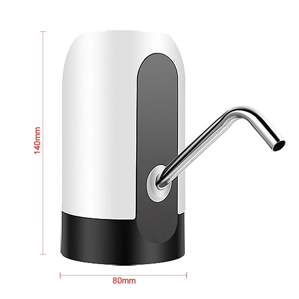 Automatic electric water bottle pump in black or white, USB rechargeable, for 4.5L to 18.9L bottles