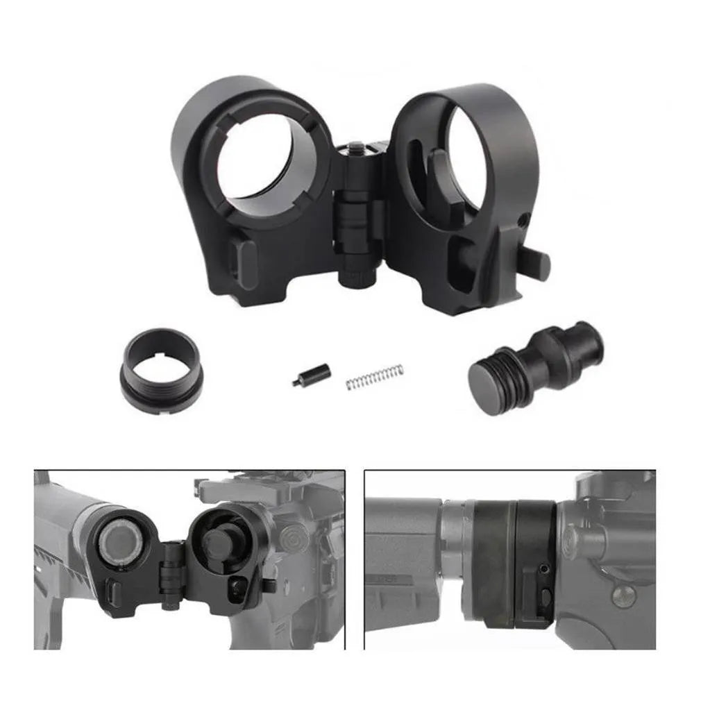 Black Third Generation Folding Stock Adapter for AR-15 and AR-10, CNC machined aluminium alloy with DLC finish.