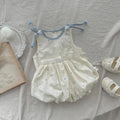 Girls polka dot lyocell vest and shorts two-piece set in blue and green, sizes 80cm to 120cm