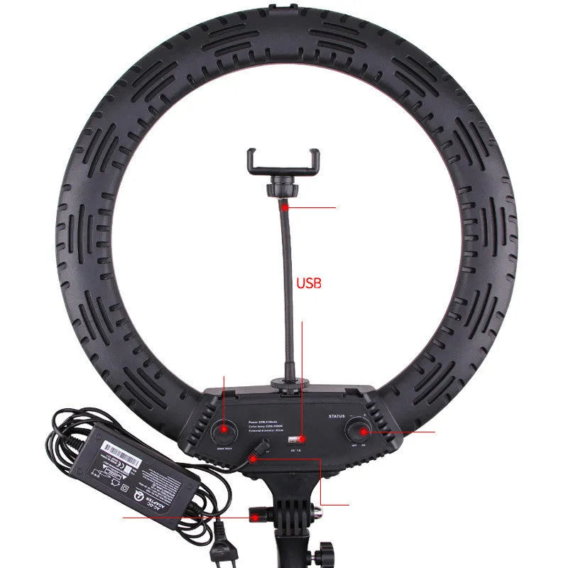 18 inch 65W ring light with 416 LED beads on hot shoe mount