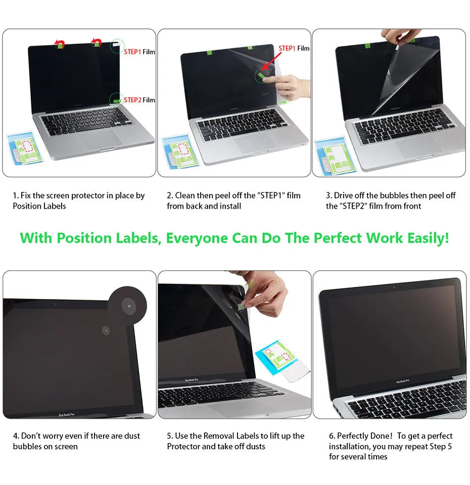 Matte anti-scratch screen film for MacBook Pro 13-inch 2016-2019 models A1706 A1708 A1989 A2159 with 4H scratch resistance