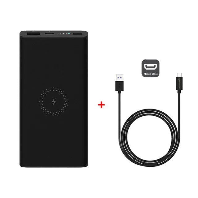 Black and white large capacity 10000 mAh power bank with USB Type-C port.