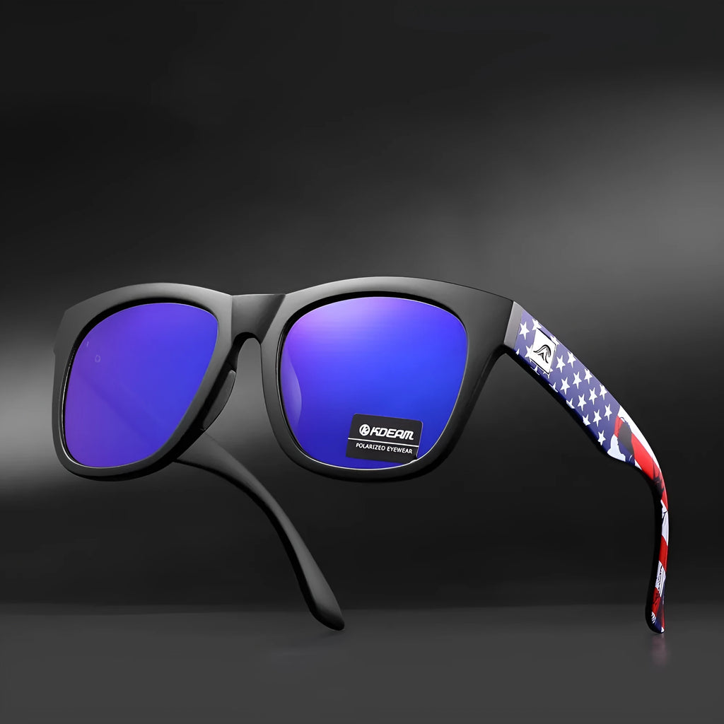 Polarized sunglasses with a PC frame and TAC lenses, shown in one of the available colour options.