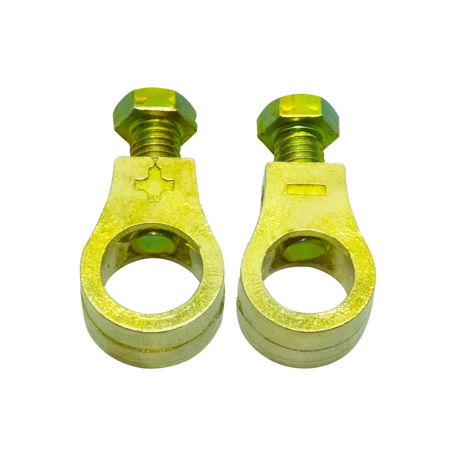 Pure copper automotive battery clamp with patented clip for terminal connection.
