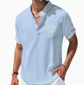 Loose lapel five-quarter sleeve T-shirt in polyester fibre, available in eight colours and sizes S to 5XL.