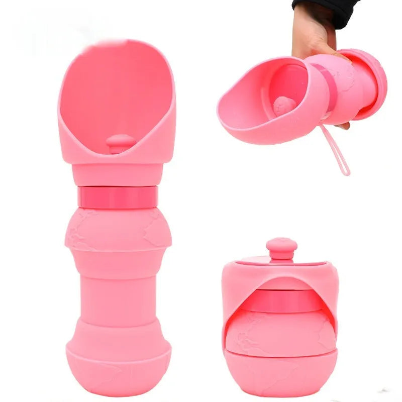 A collapsible silicone folding cup for pets, shown in a green pineapple colour with a 350ml capacity.