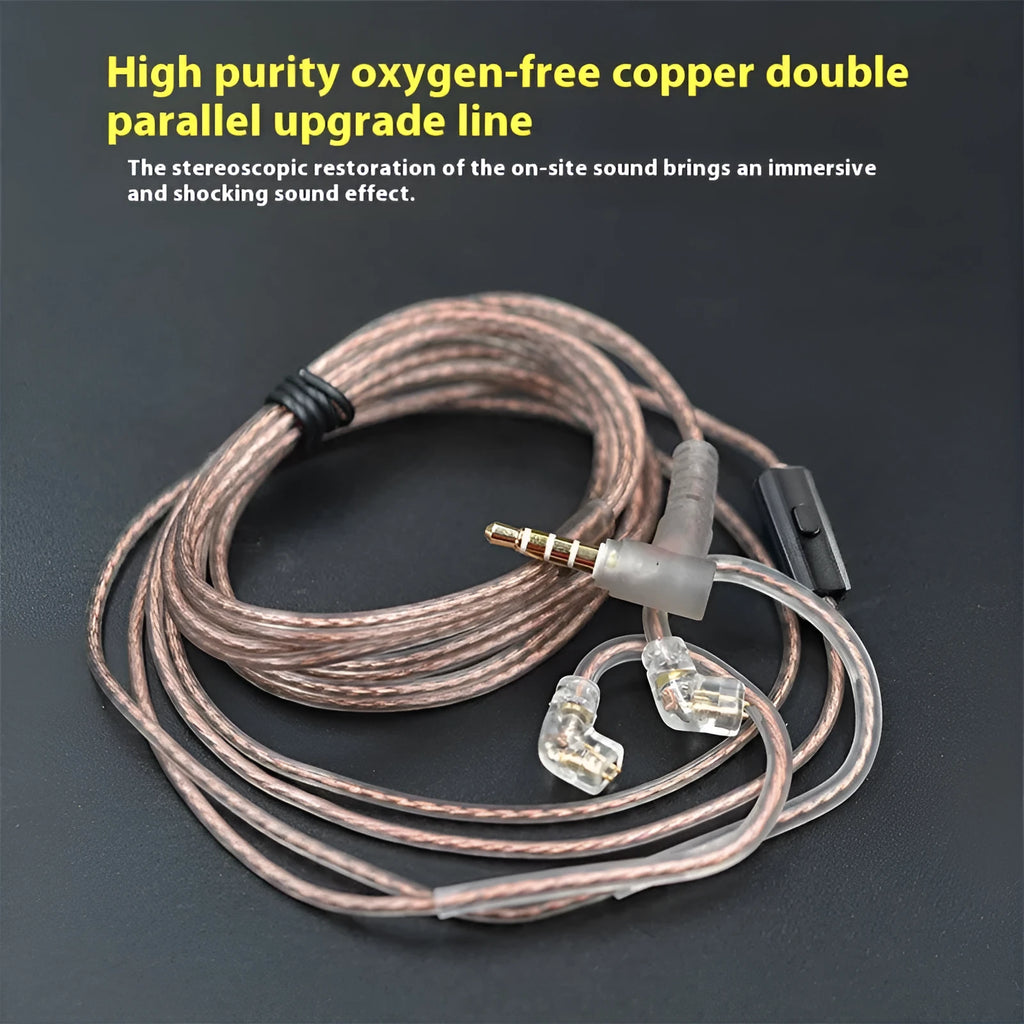 KZ high purity oxygen-free copper double and upgrade earphone replacement cable in transparent black