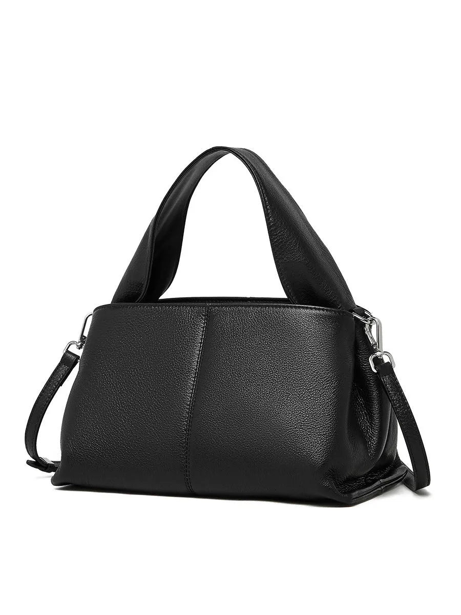 First layer cowhide messenger bag in horizontal square shape with double joint straps available in apricot black caramel and gray colours