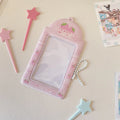 PVC meal card holder with strawberry design measuring 7.6cm by 13.6cm
