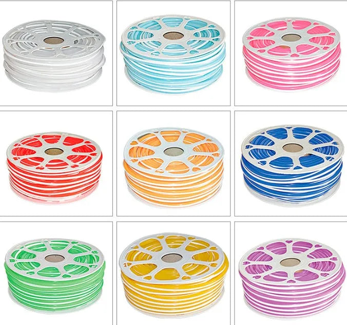 Flexible silicone LED split neon light bar in multiple colours showing 8mm width