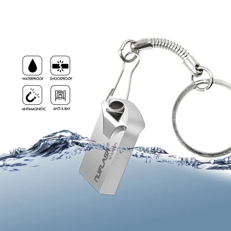 Mini USB flash drive with metal casing, 4GB to 128GB capacity, black or silvery finish