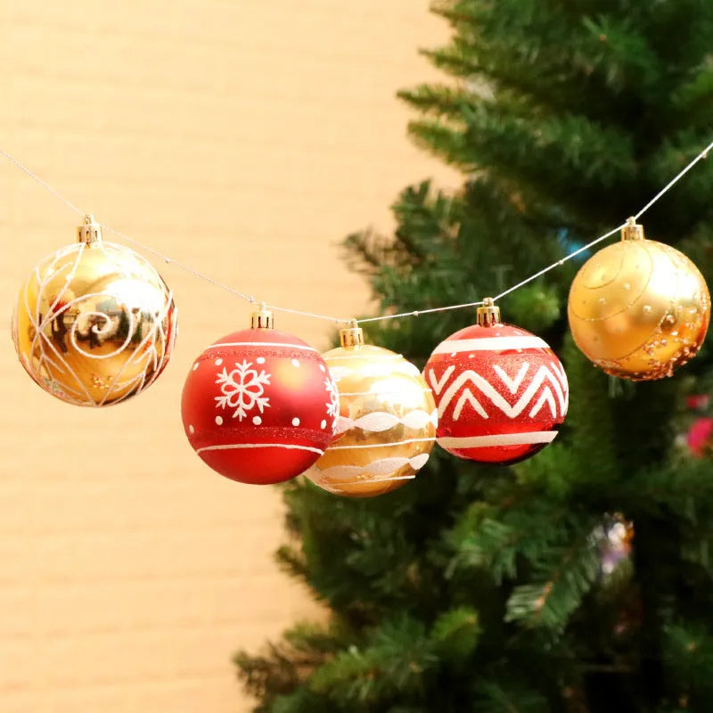 6cm PVC Christmas ball with hand painted and plated finish, boxed tree decoration in listed colourways