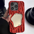 Fashion electroplated silicone phone case with mirror finish and fall protection in New Year red stone pattern