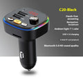 C20 car MP3 Bluetooth player FM transmitter with digital display and RGB light, black colour