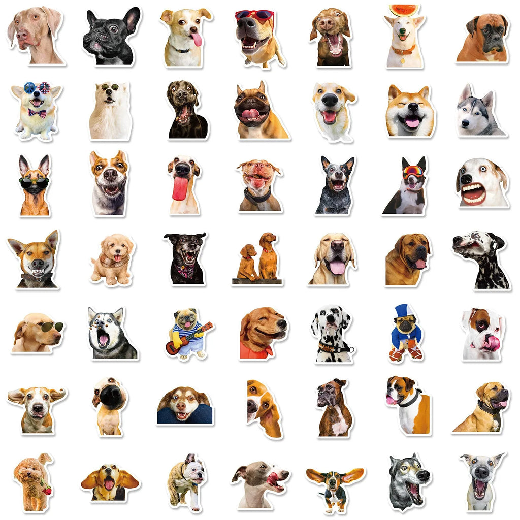 Pack of 100 Nordic style realistic dog facial expression stickers on sheets