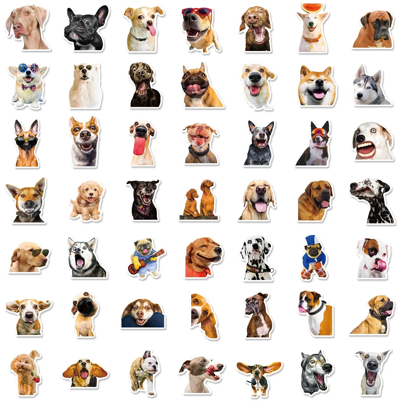 Pack of 100 Nordic style realistic dog facial expression stickers on sheets
