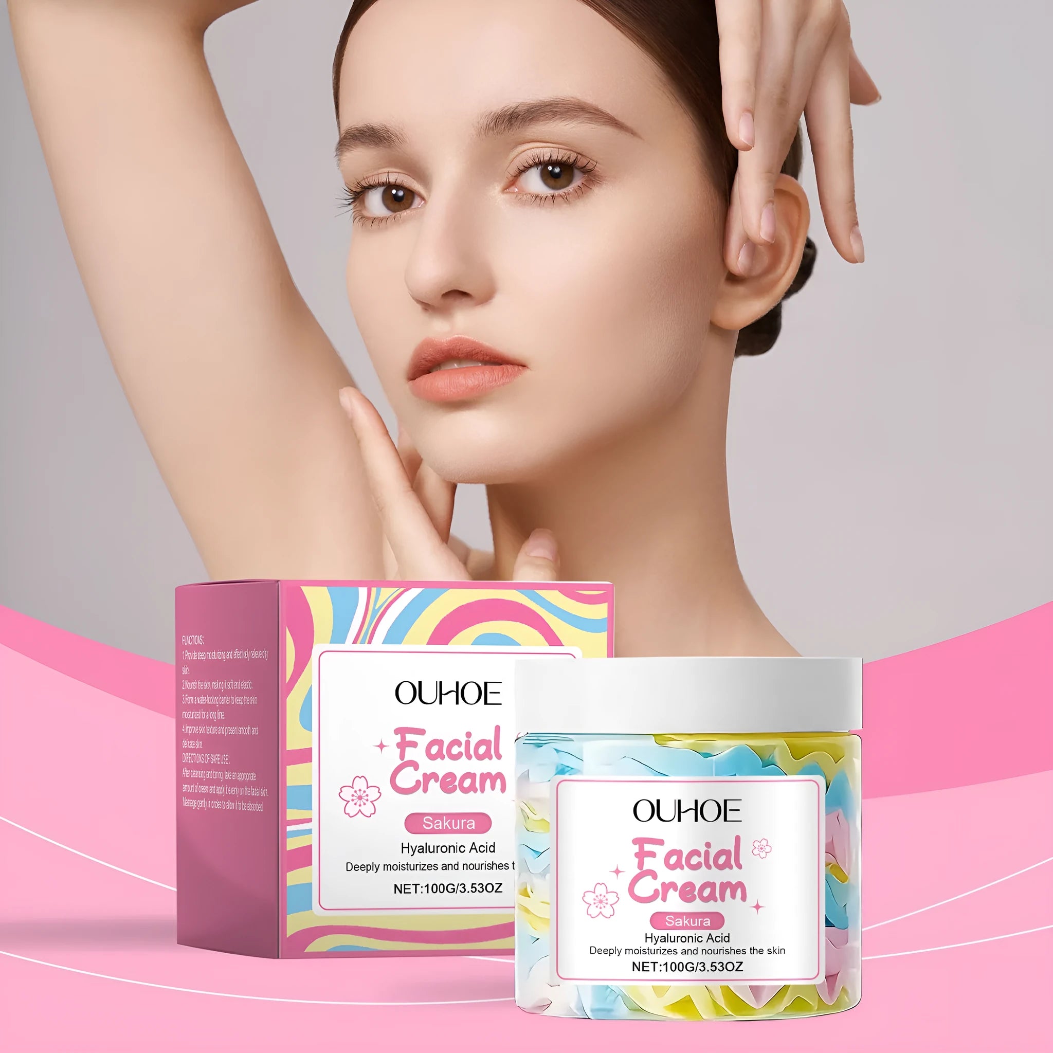 Sakura Butter Cream Nourishing Moisturising Face Cream in a 5.7cm cube jar containing 100g.