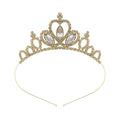 Gold and silver alloy princess crown with coloured diamond decorations for birthday parties