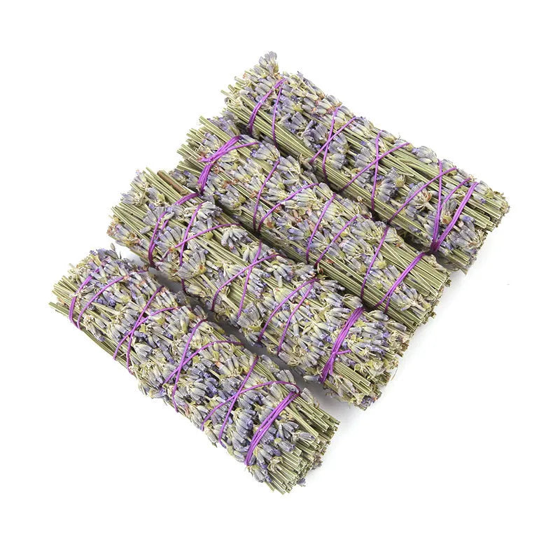 Natural dried lavender flower aromatherapy stick measuring four inches long