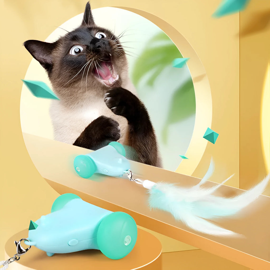 Blue plastic cat toy with smart torque design, 5.5cm length