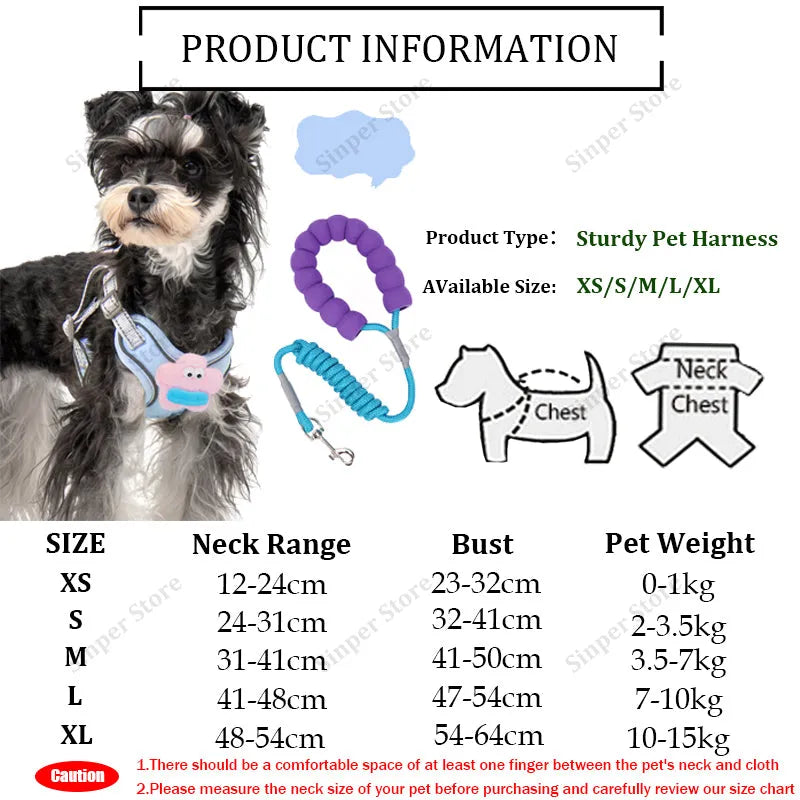 No pull dog harness with multifunction leash in blue, step-in design, reflective stitching, for medium dogs