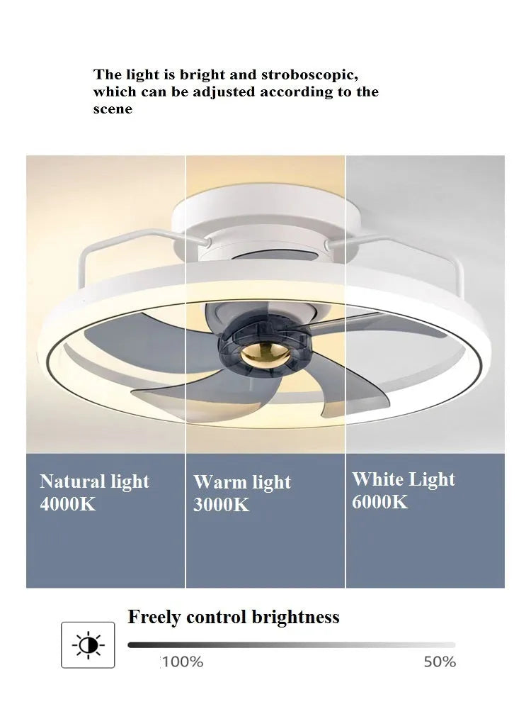 500mm diameter ceiling fan lamp with integrated light fitting in modern simple style