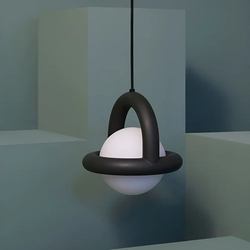 Minimalist Scandinavian bedside hanging pendant lamp in a choice of matte black, white, gray or green.