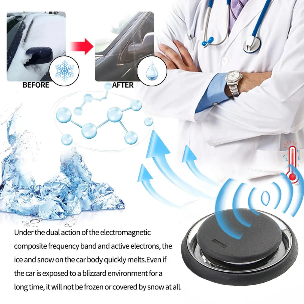 Black portable car deicing instrument measuring 7.4cm with lid for snow removal