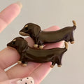 Loose delicate Dachshund dog barrettes hair clips with electroplated finish