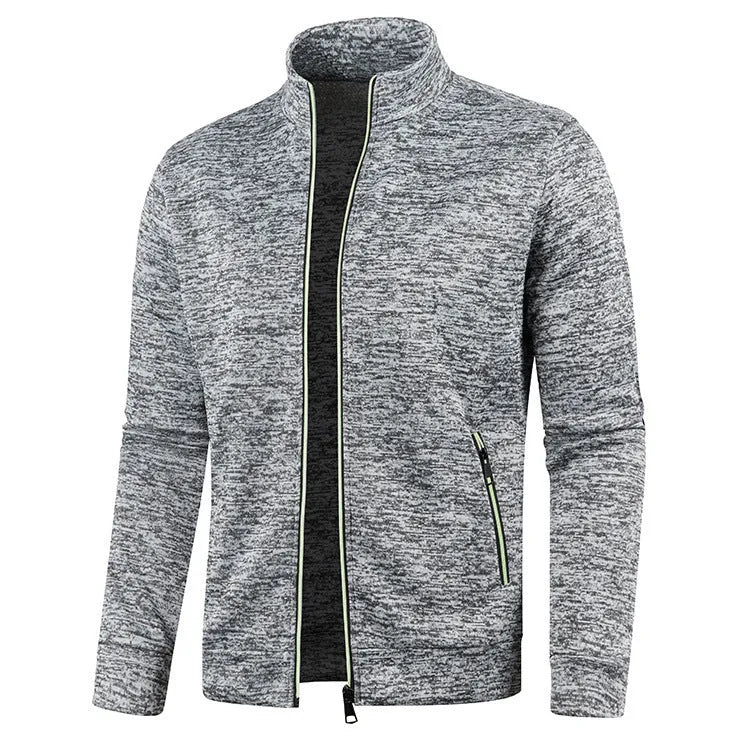 Men's autumn winter loose fit polyester sweater coat in black, shown with long sleeves, available in sizes S to 5XL
