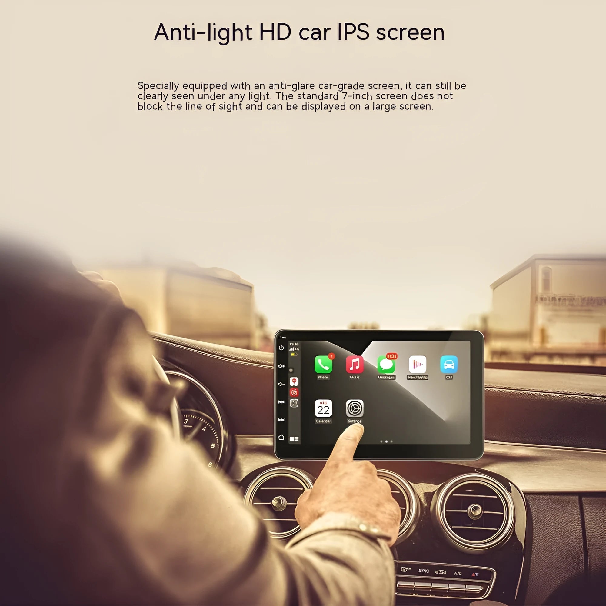 7 inch wireless Carplay car GPS navigator with OLED screen and universal suction cup mount