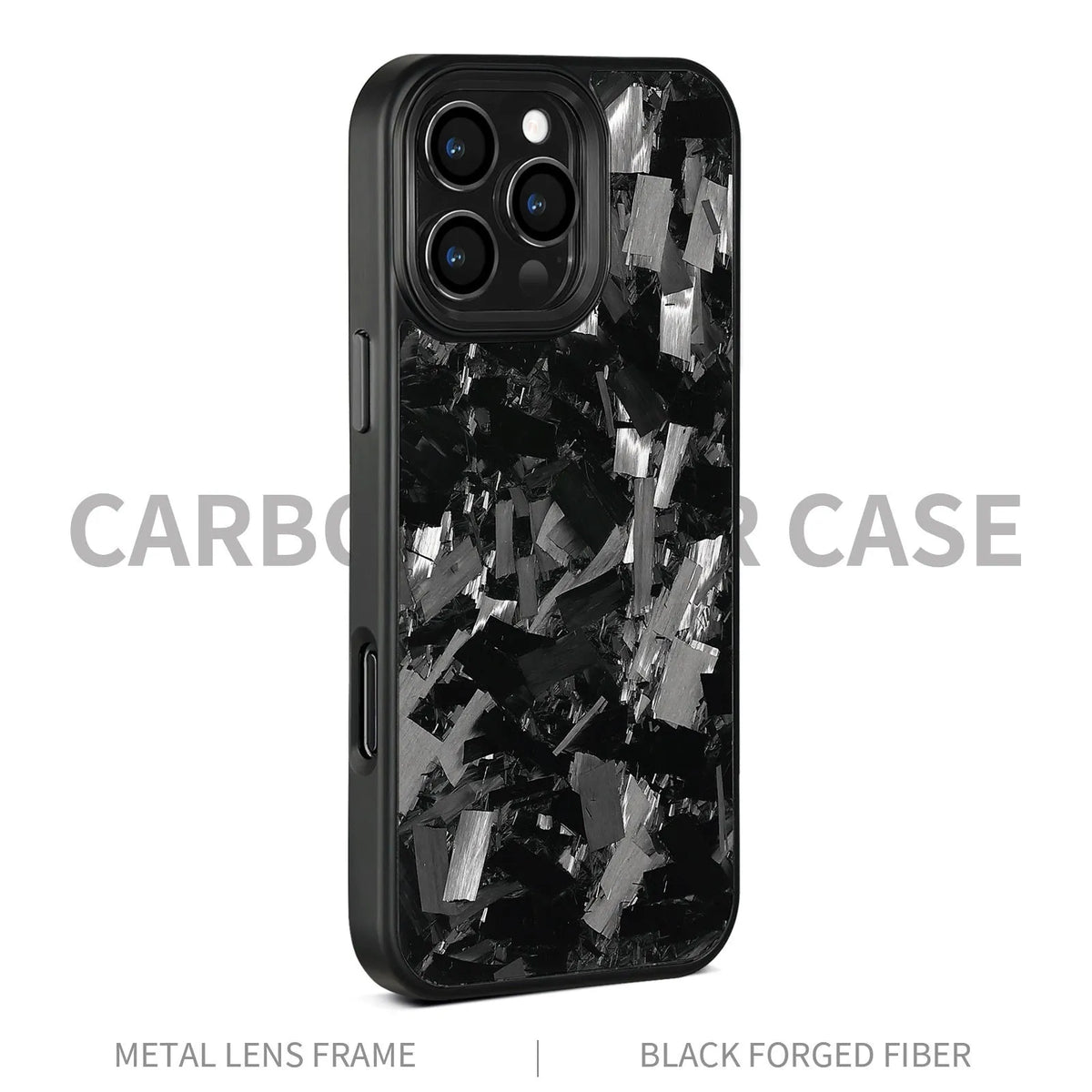 Metal frame forged pattern carbon fibre mobile phone protective shell with magnetic back in black and gold