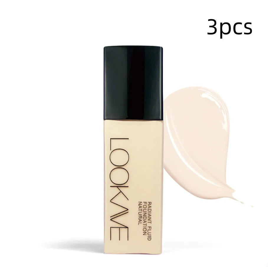 LOOKAVE matte liquid foundation bottle in 21c size with shade options LK63C-01 to LK63C-06