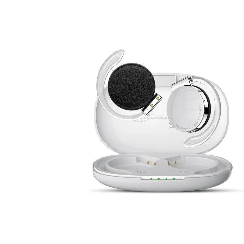 Black and white wireless Bluetooth sports earphones with bilateral stereo design