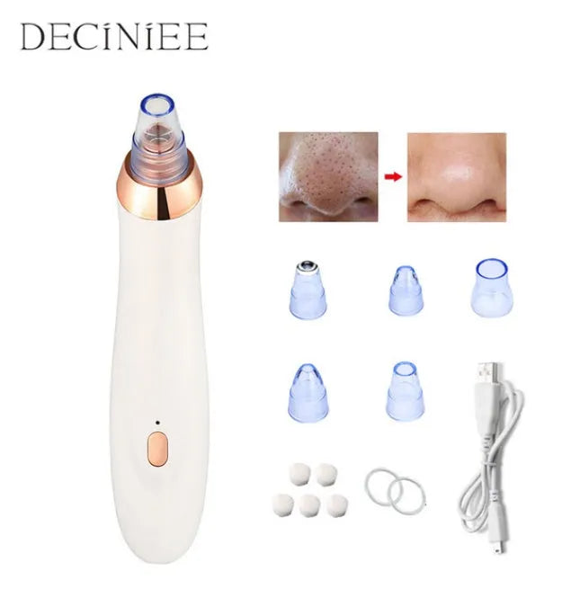 Electric blackhead remover device with five nozzle attachments for pore cleaning