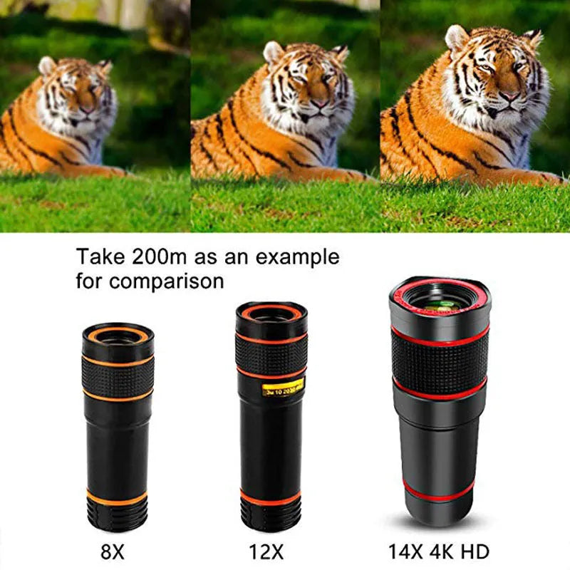 Cell phone telescope lens 20x roof prism 18mm objective 33x94mm in black or white