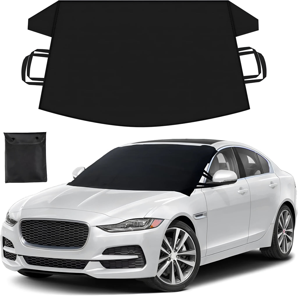 Car front windshield snow-proof cover in black aluminium foil for winter frost protection